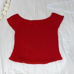 Cropped red stretchy top.